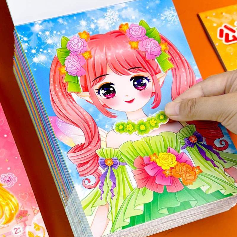 儿童本书女孩换装岁3益智6贴画玩具宝石贴化妆到美丽贴纸少女公主