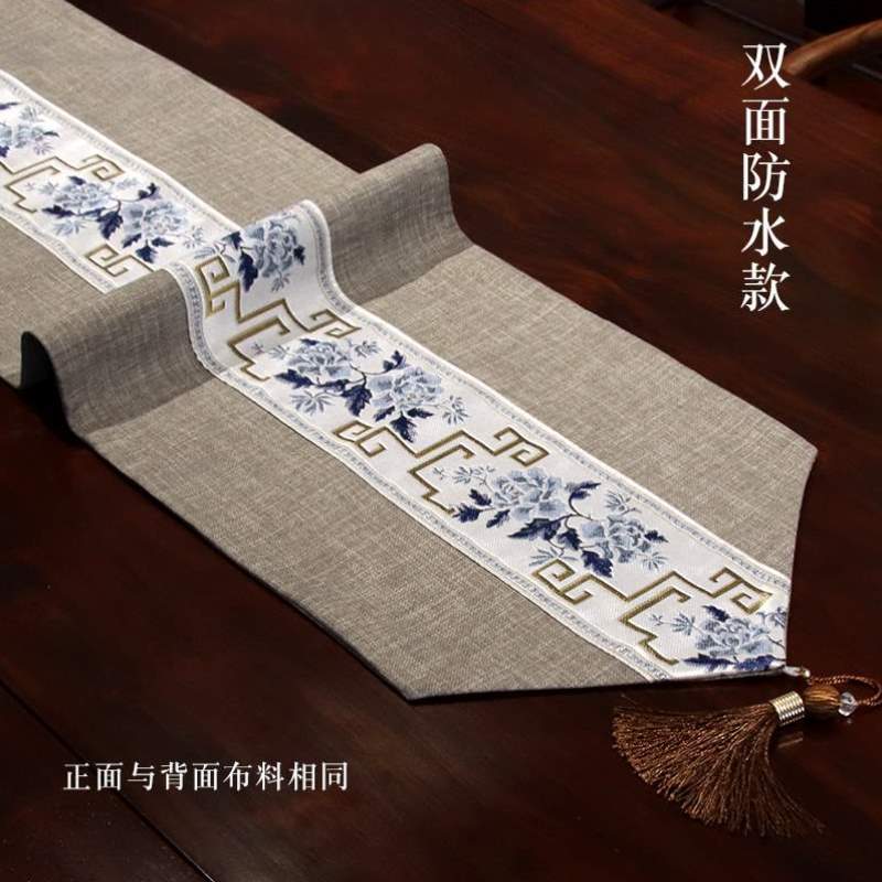 中国桌旗茶台风垫布新布茶几防水禅意茶桌桌布中式床旗餐桌电视柜