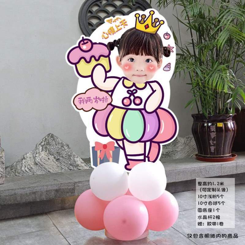 周岁kt装饰生日头像百日板女宝宴立牌场景定制迎宾满月百天布置牌