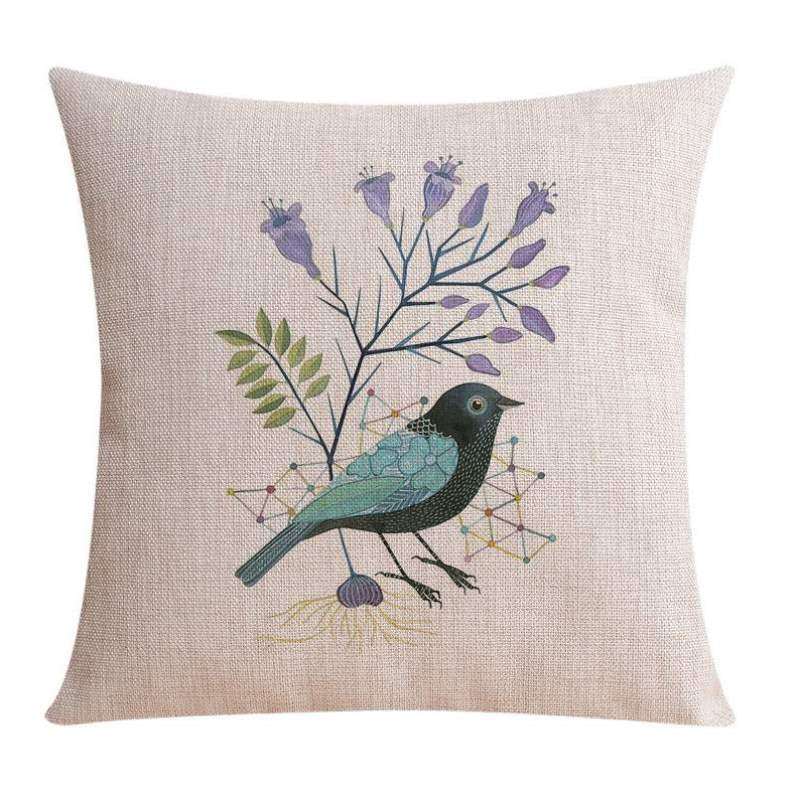 办公室垫座椅床头棉麻美式花鸟套靠垫腰靠北欧枕抱厚实沙发腰民宿