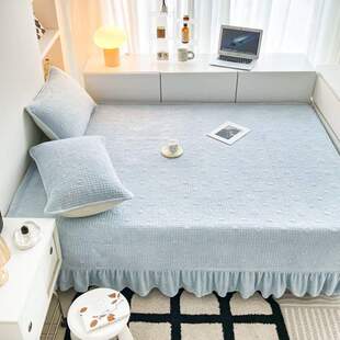 态度定制单件有绗珊瑚床盖缝夹棉加厚榻榻米床盖防滑专用牛奶绒绒