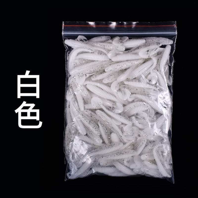 尾路假饵钓亚软虾嘴饵软虫翘缓沉鲈鱼螺纹螺旋插铅鳜鱼1T倒斤装
