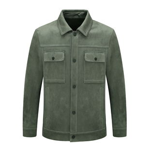 春秋男式 都市 夹克 时尚 绿色 直排扣舒适休闲外套 FP577