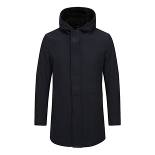 兔毛皮胆 连帽保暖防风外套 毛呢尼克服 SL100仕东秋冬男式