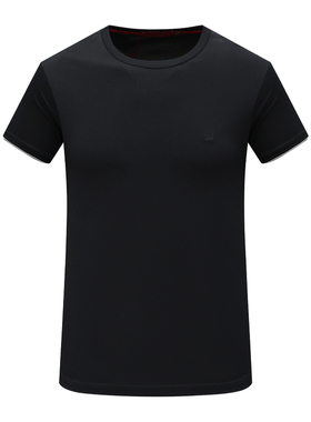 SF542圣男式夏季短袖T恤 圆领套头休闲商务上衣 黑色