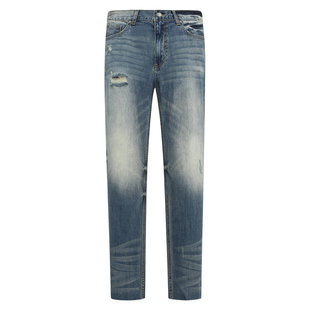 SF585圣男士春秋厚度牛仔裤 棉中腰修身商务休闲长裤 裤脚不收口