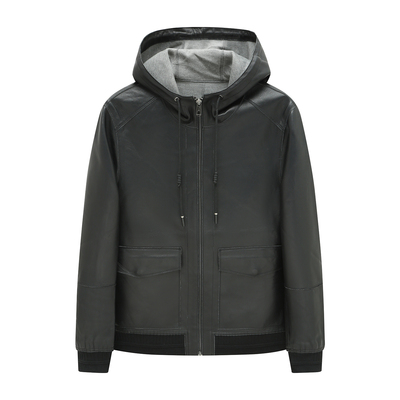 H1293春秋男士皮衣 绵羊皮革拉链商务休闲外套 时尚都市 105556