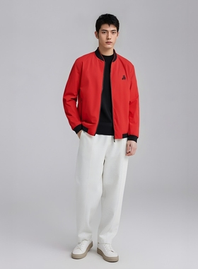 CA362 机场货 卡春秋季男式夹克 拉链立领休闲外套 红色弹力