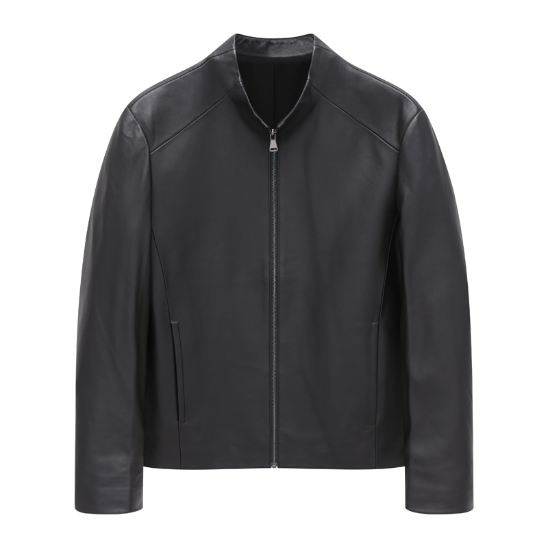 H1177啄春秋男士皮衣 绵羊皮革拉链商务休闲外套 时尚都市