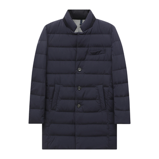 白鸭绒商务休闲保暖防风外套 羽绒服 深蓝色 男式 H1326依冬季