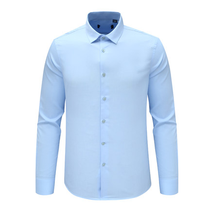 F3894鸟春秋男式长袖衬衫 百搭商务休闲上衣 浅蓝色