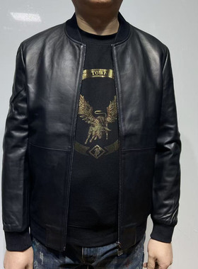 H1281春秋男士皮衣 绵羊皮革拉链商务休闲外套 时尚都市