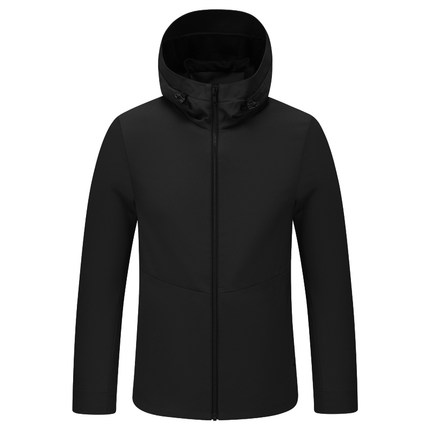 Y1353路易春秋男式夹克 拉链连帽舒适休闲外套 时尚都市 黑色