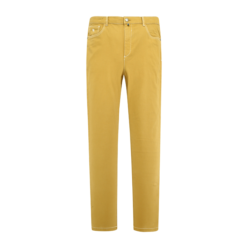 SL57仕东春秋男式休闲裤 棉中腰修身商务休闲长裤弹力 黄色