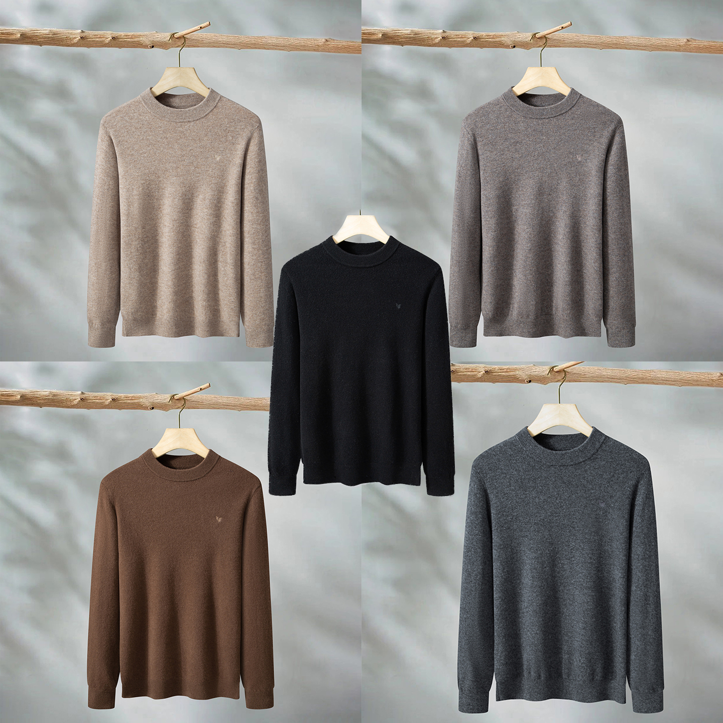 G343鸟男式羊毛衫舒适有弹力 绵羊毛休闲半高领套头毛衣