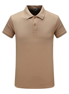 F3817鸟男式夏季短袖T恤 棉翻领套头休闲商务上衣 杏色