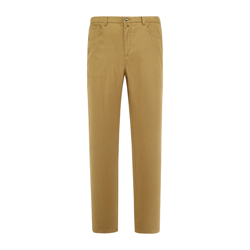 SL35仕东春秋男式休闲裤 蚕丝中腰修身商务休闲长裤弹力 卡其色