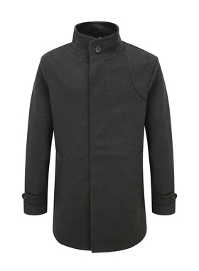 MY489美秋冬男式大衣 羊绒直排扣保暖防风外套 深灰色