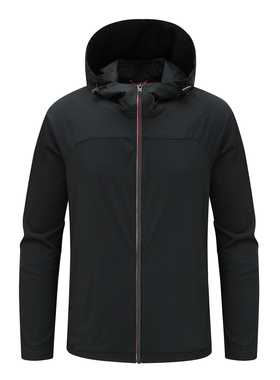 H1171小船春秋薄款男式夹克 不可拆帽舒适休闲外套  时尚都市黑色