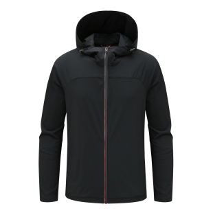 时尚 H1171小船春秋薄款 不可拆帽舒适休闲外套 夹克 都市黑色 男式