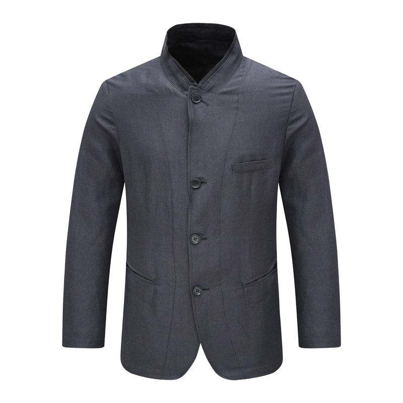 SF274圣男式春秋西服 亚麻四粒扣无开衩商务休闲西装外套