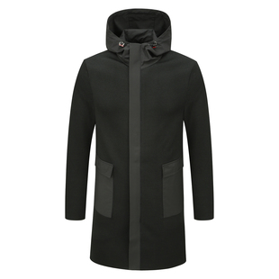 都市 羊毛拉链保暖防风外套时尚 黑色 大衣 YW409D春秋男式