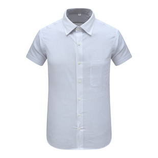 MY245美尔男式夏季短袖衬衫 棉休闲商务上衣 蓝白条 时尚都市免烫