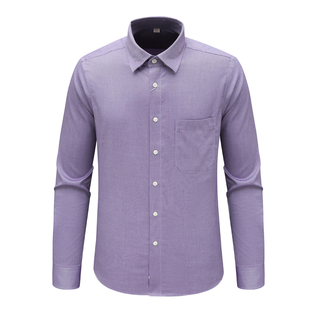 春秋长袖 时尚 衬衫 紫色 都市免烫 棉休闲商务上衣 MY172美尔男式