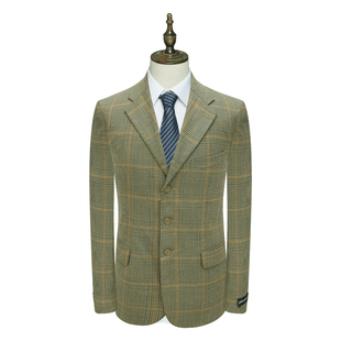 外套 羊毛三粒扣双开衩商务西装 绿色 西服 PL94皮春秋男式