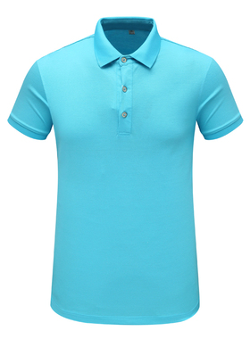 MY138美尔男式夏季短袖T恤 棉翻领套头休闲商务上衣天蓝色4100313