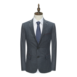 深蓝色 亚麻两粒扣无开衩商务西装 SL25仕东男式 春秋西服