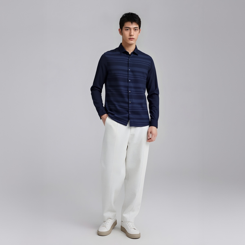 CA694 机场货 卡 春秋男式长袖衬衫 羊毛百搭商务休闲上衣弹力