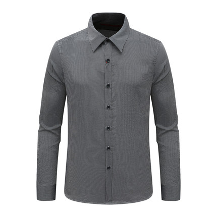 AB1522邦纳男春秋长袖衬衫 棉休闲商务上衣 黑灰条 时尚都市