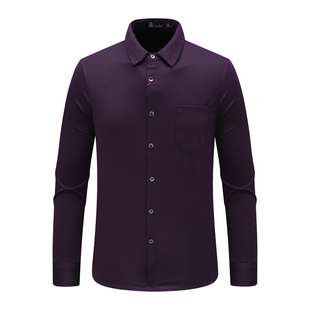 时尚 AB1519邦纳男春秋长袖 深紫色 棉休闲商务上衣 都市 衬衫