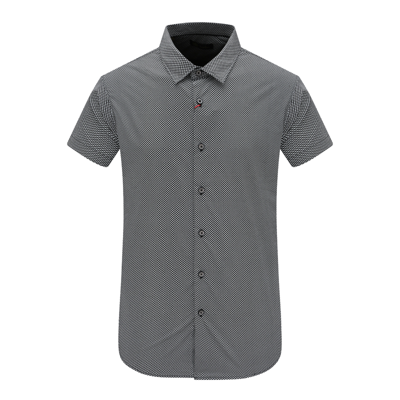 AB1354邦纳男夏季短袖衬衫 棉休闲商务上衣 黑色 时尚都市