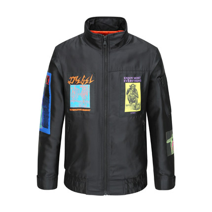 H1114秋冬男式棉衣 立领拉链防风棉服 时尚都市 黑色