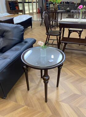 轻法式高端复古中古风实木小边几小圆几Ø550*620mm/Ø500*603mm