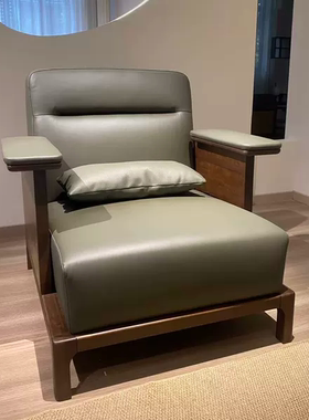 法式复古风中古风格单人黑胡桃木客厅沙发椅休闲椅880*890*840mm