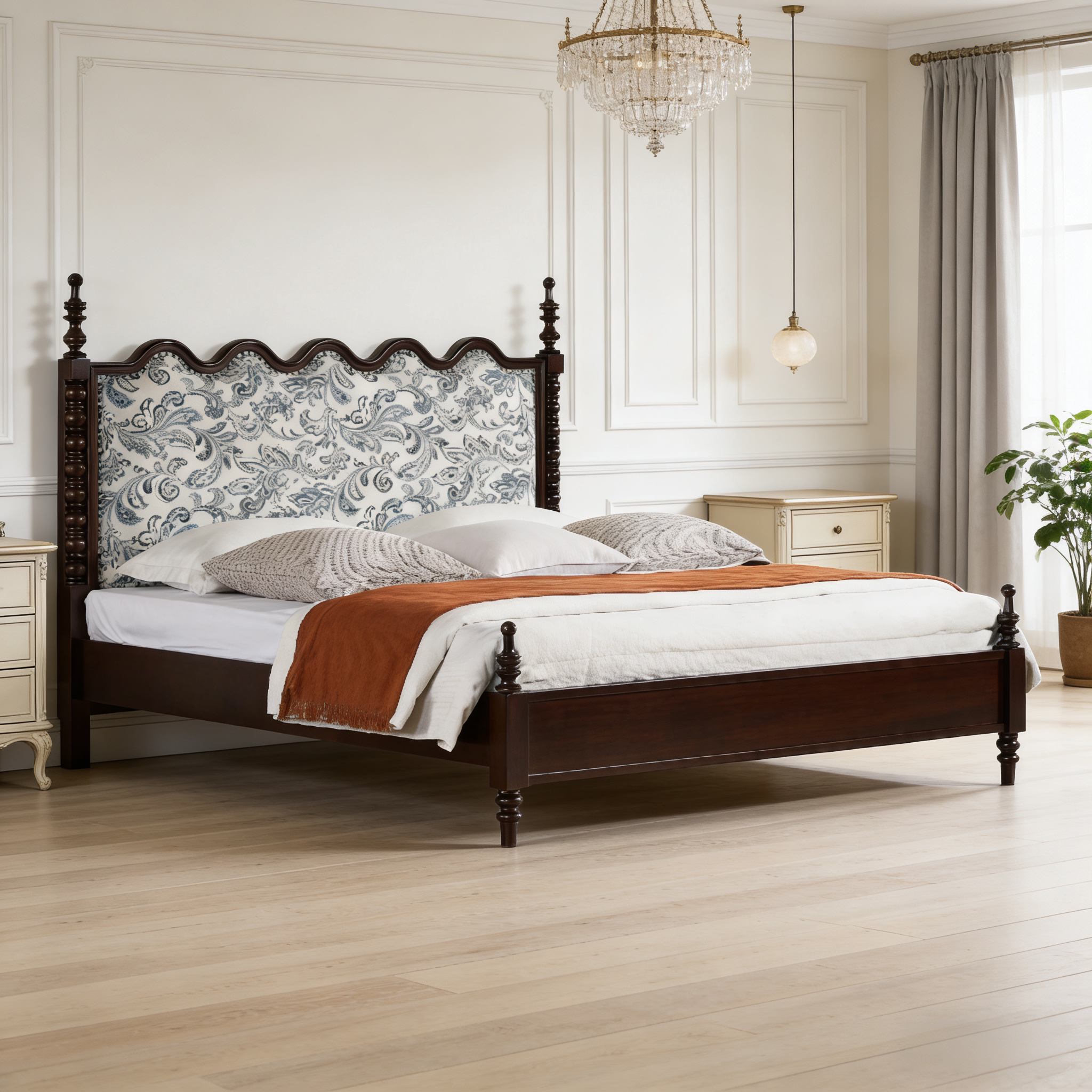 品牌家具法式高端复古中古风格纯实木1.8米大床1930*2160*1600mm