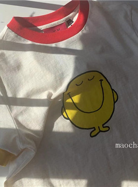 英国LAZY OAF夏季可爱经典拼色阳光卡通米色女士t恤上衣纯棉短袖