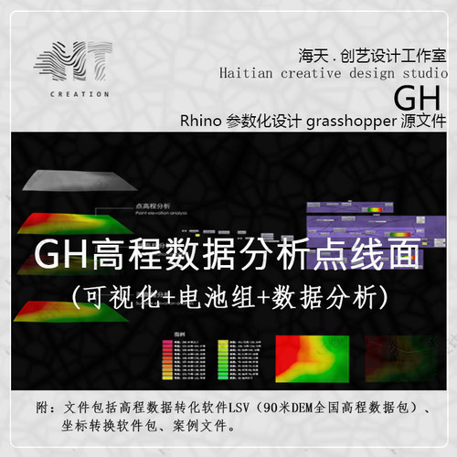 犀牛参数化gh插件高程数据分析电池组源文件及lsv高程数据包