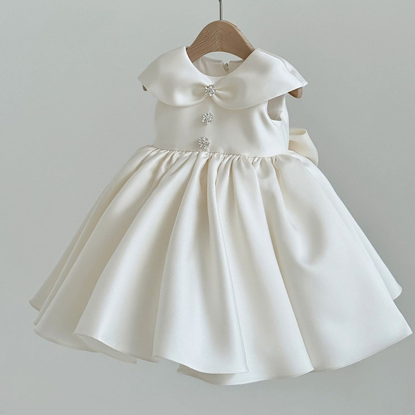 宝宝女童简约公主裙连衣裙蓬蓬裙夏儿童花童周岁生日钢琴演出礼服