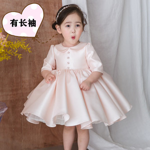 儿童花童晚礼服女童婴儿周岁公主裙蓬蓬生日主持表演出服长袖春装