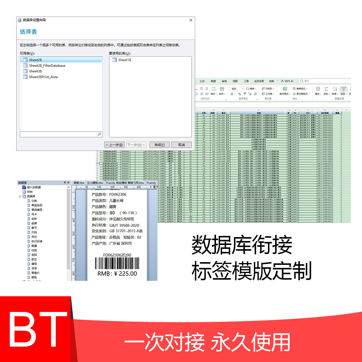 Bartender 标签设计模版定制数据库衔接打印机吊牌模版设计定制图片