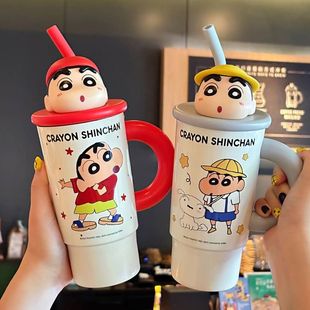 MUJIC蜡笔小新杯子保温杯可爱高颜值吸管杯冰霸杯316不锈钢喝水杯