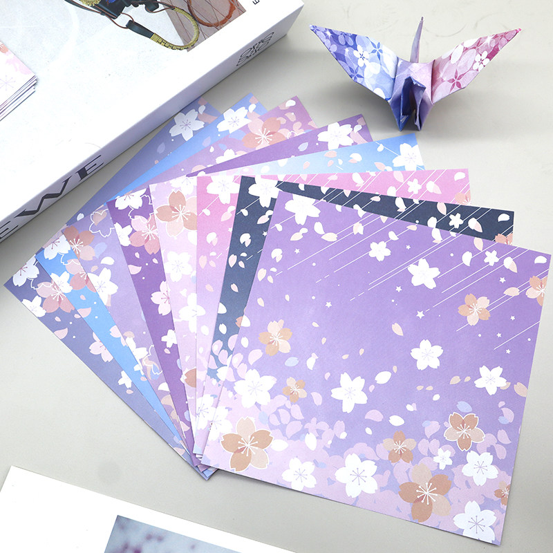 小清新樱花印花折纸手工纸紫色系高品质创意DIY制作纸叠千纸鹤纸