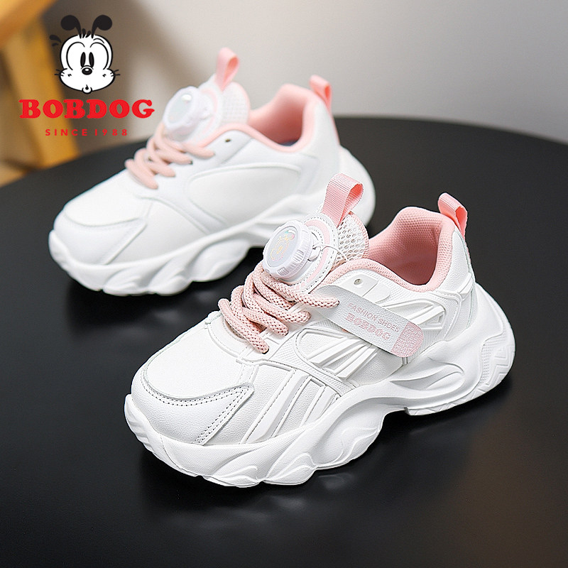 巴布豆女童冬季新款防滑小白鞋