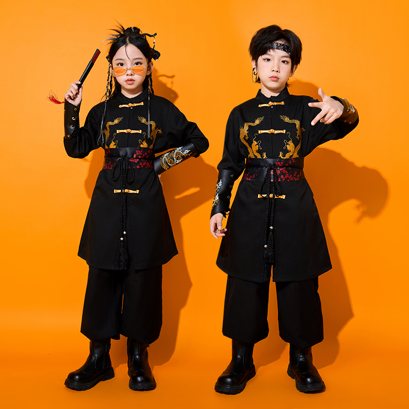 儿童中国风服装元旦演出服女孩合唱服武术表演服古装男童街舞套装