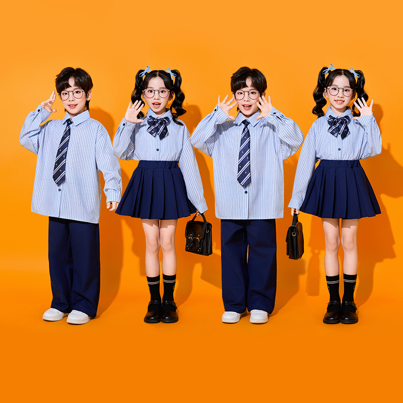 儿童演出服小学生运动会啦啦操表演服幼儿园班服学院风合唱服秋季