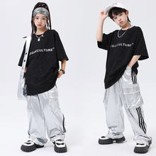 街舞儿童潮服演出服男童套装hiphop童装嘻哈走秀女 爵士舞潮牌T恤